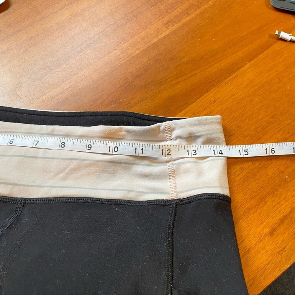 Lululemon Cinch Waist Black Leggings w/ White Waistband - Picture 7 of 9